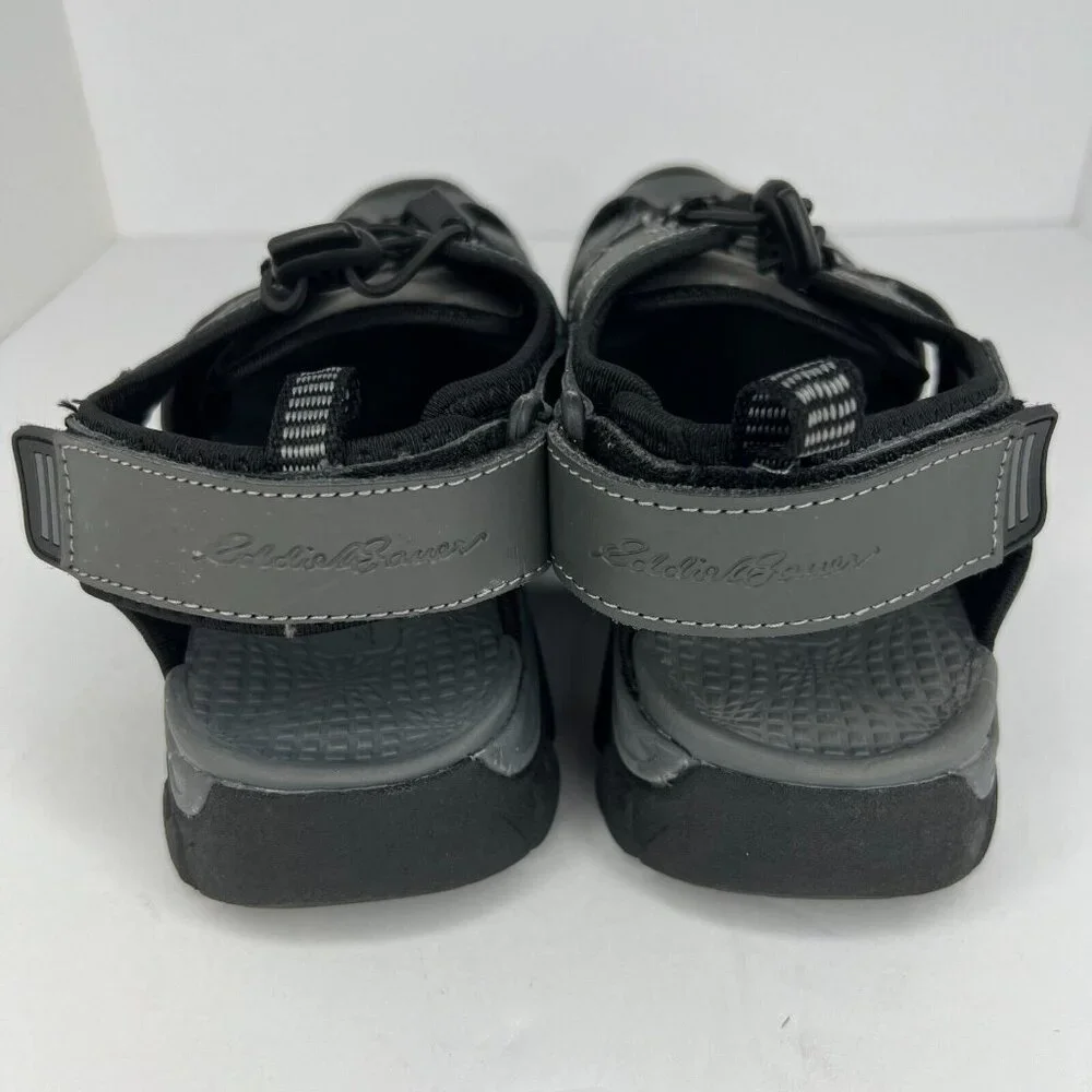 Eddie Bauer Mens Stewart Gray Genuine Leather Bump Toe Size 9M Hiking Sandals